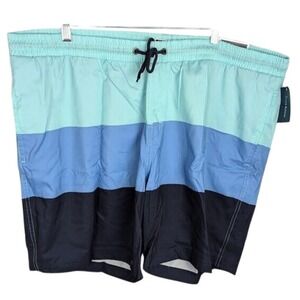 Club Room Men's Colorblocked 7" Swim Trunks Size XXL Blue Combo Quick Dry